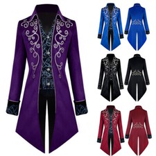 Men Steampunk Coat Retro Gothic Jacket Frock Coat Medieval Victorian Coats UK