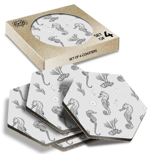 Hexagon coasters bw - x,