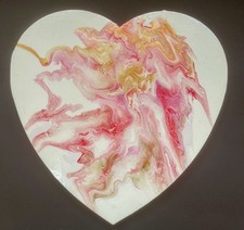 Original Art, wooden canvas frame fluid and pinks and golds whimsical ready to g