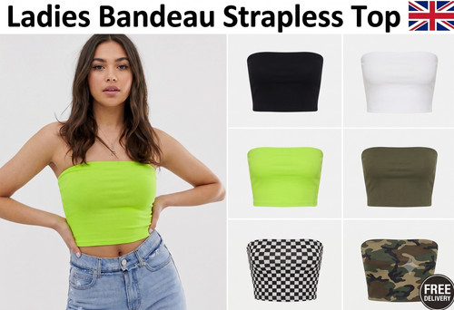 Ladies strapless crop top - ladies,