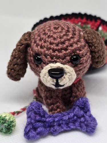 Hand crochet mini puppy dog - puppy, in