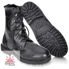 Handcrafted Black Leather Ghillie Brogues – Scottish Kilt Dress Shoes