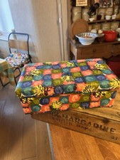 Vintage Colourful French Fabric-Covered Storage Box - Great!