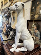 A Large White Ceramic Sculpture Greyhound Whippet Dog Italian Origin Dating 19"