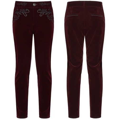 Men red velvet embroidery - red,