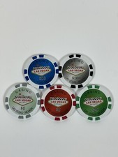 Las Vegas Nevada 5 Casino Poker Chip Sample Set - Souvenir. Rare.