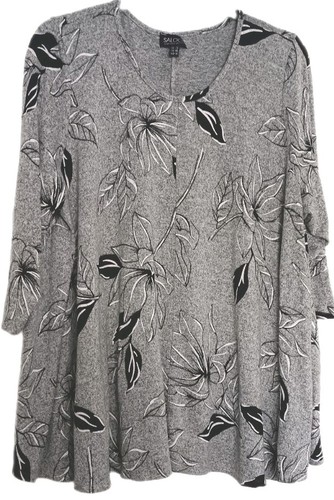 Ladies grey floral sleeve - floral,