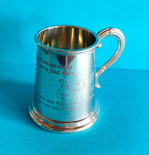 Vintage child pewter - pewter, mug