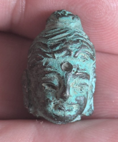Ancient bronze buddha head - ancient,