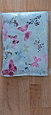 BUTTERFLY PINKS AND CREAM LINED CURTAINS HANDMADE USED 117CMS WIDE X 95CMS DROP