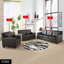Black Faux Leather 3-Piece