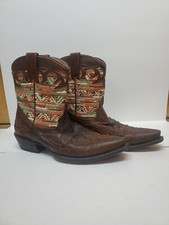 Stetson Raffia Western Shortie Boots Whiskey Leather  US Sz 9