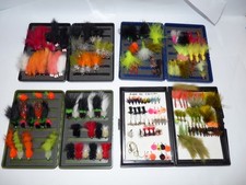 4 fly boxes 100's trout grayling flies lures buzzers deerhair brown rainbows