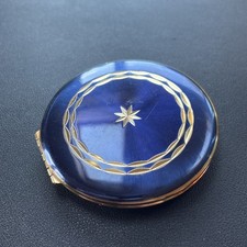 Vintage Compact Mirror Kigu, Blue & Gold Tone, Powder Collectable 
