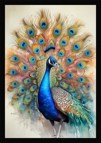 Peacock art sublime framed - peacock,