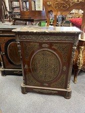 Boulle Marble Console French Brass Inlay Commode with Fine Ormolu Detail Antique