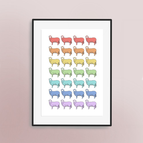 Rainbow sheep hand drawn - sheep!,