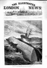 Original Old Antique Print 1877 Abandonment Cleopatras Needle Bay Biscay Ships