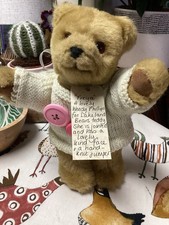 FREYA JOINTED LAKELAND VINTAGE BEAR 30cm HAND KNIT JUMPER SWEET RESCUED FRIEND