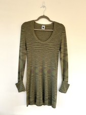 Missoni Space Dyed Green Knit Merino Wool Long Sleeved Mini Dress Size M