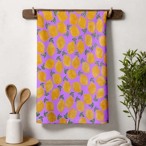 Lemon tea towel - vintage, citrus