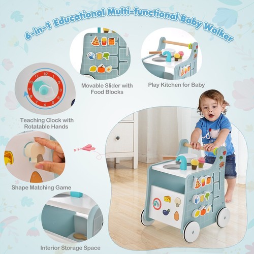 Wooden baby walker - 6-in-1,