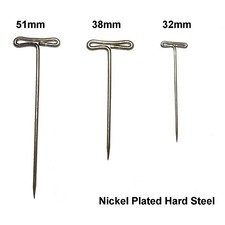 NICKEL PLATED HARD STEEL T PINS T-PIN T-HEAD MACRAME MODELLING CRAFT 3 Sizes
