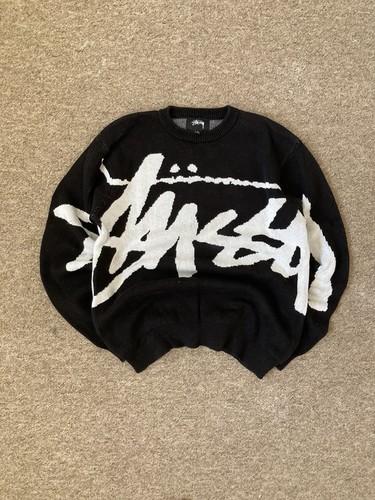 Black and white stussy knitted - and,
