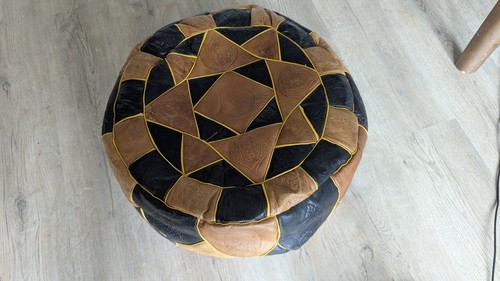 Moroccan leather pouffe - leather,