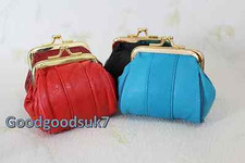 New Ladies Mini Soft Leather Ball Snap Clasp Purse Coin Holder Bag Wallet