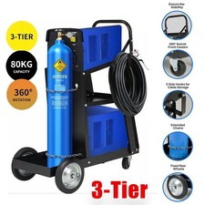 Heavy Duty 3-Tier Trolley Welding Cart w/ Chains Welding Trolley MIG TIG Welders