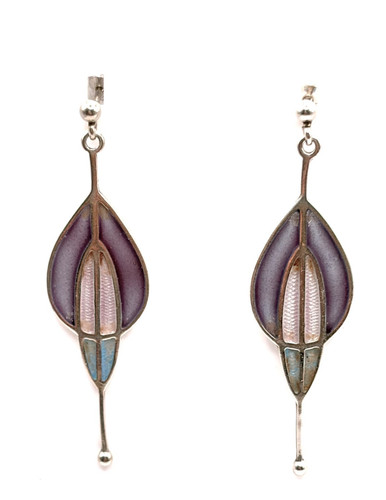 Sterling silver enamel dangle - silver,