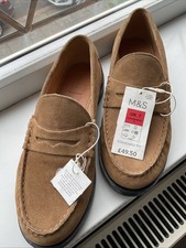 Ladies M&S Tan Suede Loafers Size 7 NEW