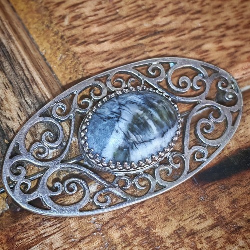 Solid silver jasper cabachon - jasper,
