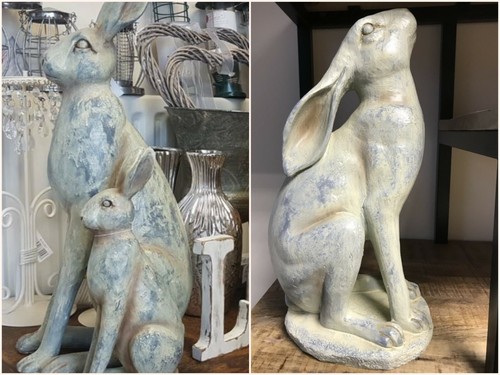 Grey blue hare ornament - grey,