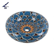 Ceramic basin with round relief handmade in Mexico handmade - Azura Prima