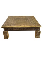 Golden Oxidised Square Bajoth Kalash Design Pooja Chowki Mandir Stand 15x15