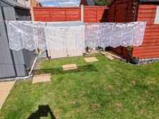 White Butterfly Floral Lace Net Curtain Panel 195cm x 40cm Scalloped Edge