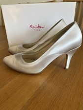 Rainbow Club Nicole Wedding Shoes, Size 5.5 Ivory Satin plus matching clutch bag
