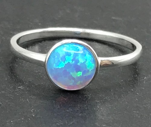 Blue opal ring solid - , sterling