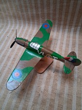 VINTAGE METAL SPITFIRE / HURRICAN MODEL ( TRENCH ART ? ) ON BASE - POOR PAINT
