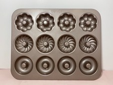 CHEFMADE Nonstick Donut Pan 12 Cavity Pattern Doughnut Baking Champagne Gold