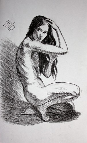 Original female charcoal - original, on