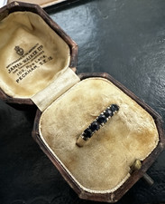 Antique Boxed, 9K Gold Sapphire Five-Stone Ring – Sheffield 1986 – UK O½ / US 7