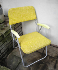 Rare Old Folding Patio Garden Chair Springs Deck Yellow Camping Retro VW Vintage