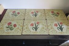 PIMPERNEL QUALITY SET OF 6  LARGE PLACEMATS - ROSE & PEONEY - BOXED