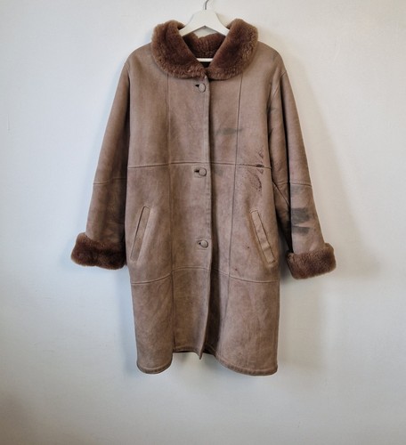 Genuine sheepskin coat beige - genuine,