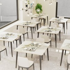 Italian Minimalist Table Luxury Dining Table 32" Anti Scratch Glossy Marble Top