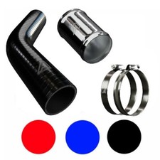 Silicone Hose Bend 45 Degree Pipe Elbow Air Water Boost + Alloy Joiner + Clips