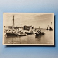 Poole Postcard C1957 Real Photo Dorset Tall Ship Working Quay Steam Tug